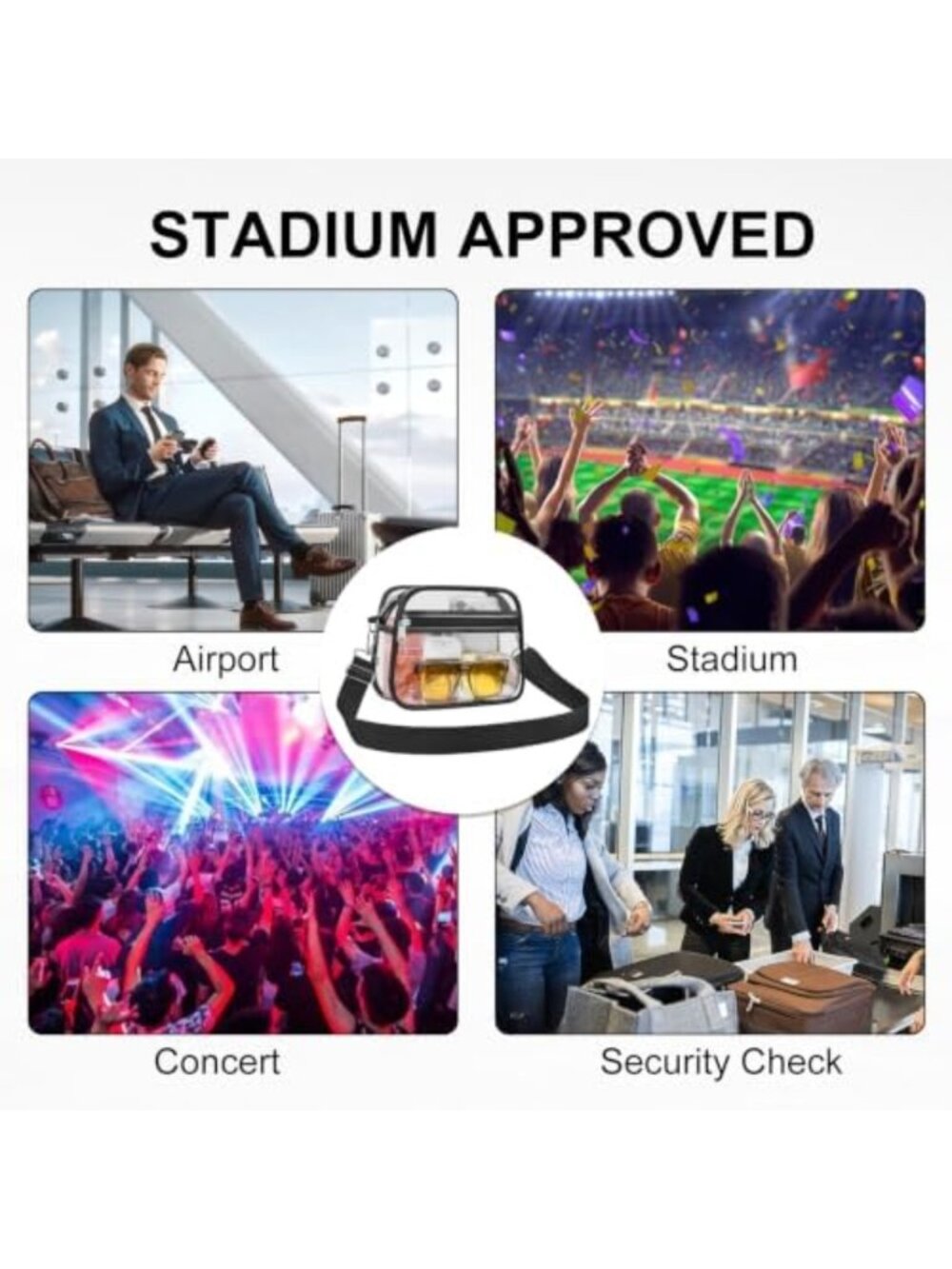 Clear Stadium Bag for Events | Transparent Sports Fan Handbag & Purse - Picture 6 of 6